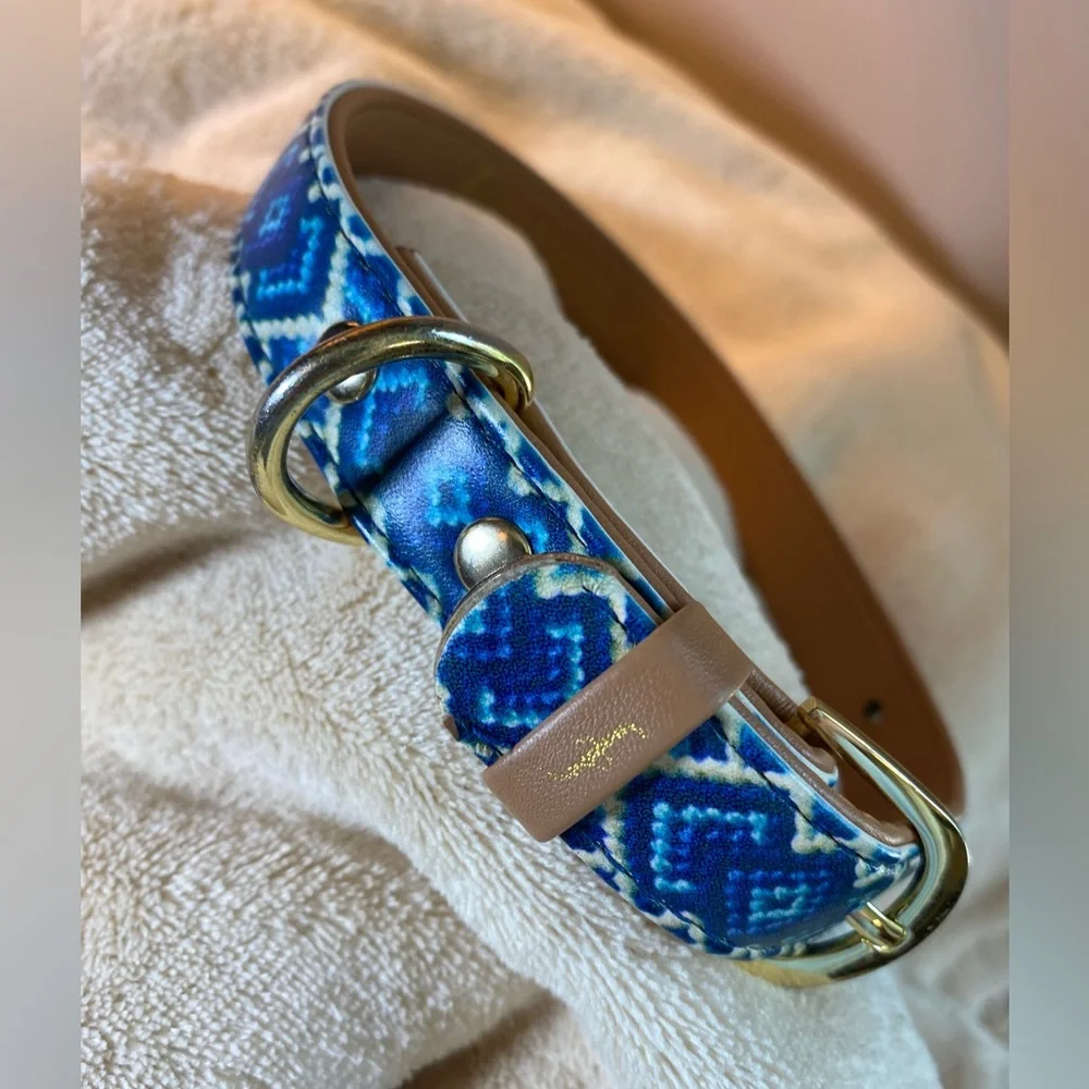 Friendship Mucky Pup Blue Diamond Leather Collar Dog Collar